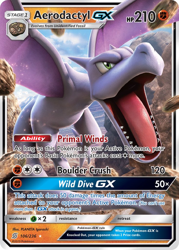Aerodactyl GX #106/236 Unified Minds 2019 Near Mint