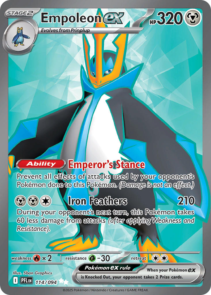 Empoleon ex #114/094 Phantasmal Flames 2025 Near Mint