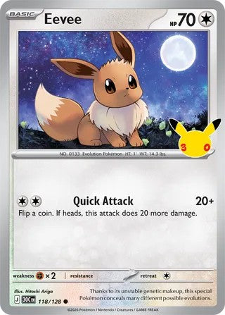 Eevee #118/128 30th Celebration 2026 Near Mint