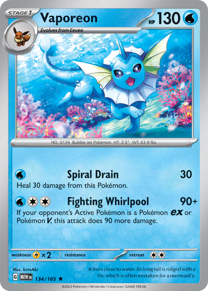 Vaporeon 2023 151 151 #134/165 Near Mint