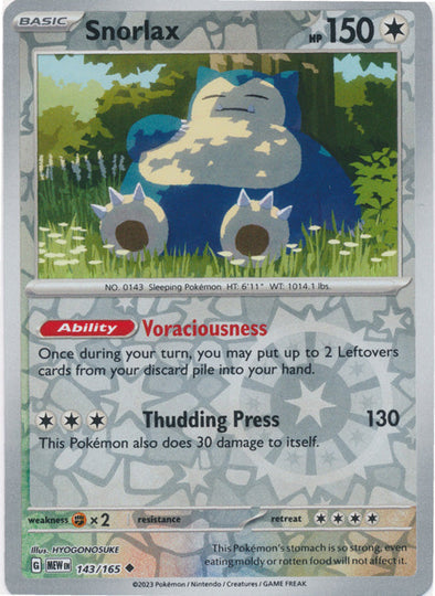 Snorlax 2023 151 151 #143/165 Casi Nuevo
