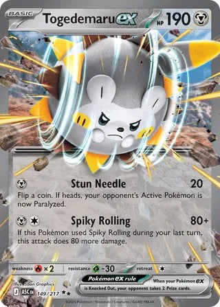 Togedemaru ex #149/217 Héros Ascendants 2026 État Proche du Neuf