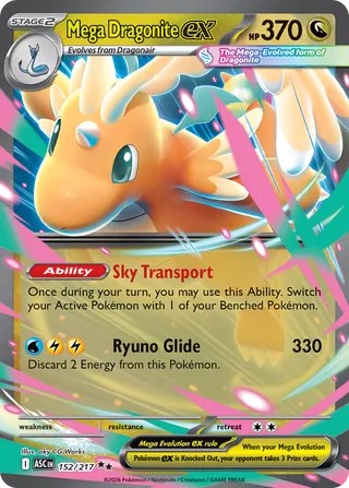 Mega Dragonite ex #152/217 Héroes Ascendidos 2026 Casi Nuevo
