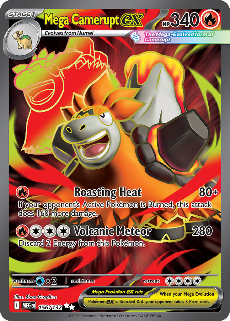 Mega Camerupt ex 2025 Mega Evolution Mega Evolution #156/132 Near Mint
