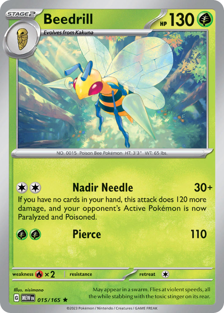 Beedrill 2023 151 151 #015/165 Casi Nuevo