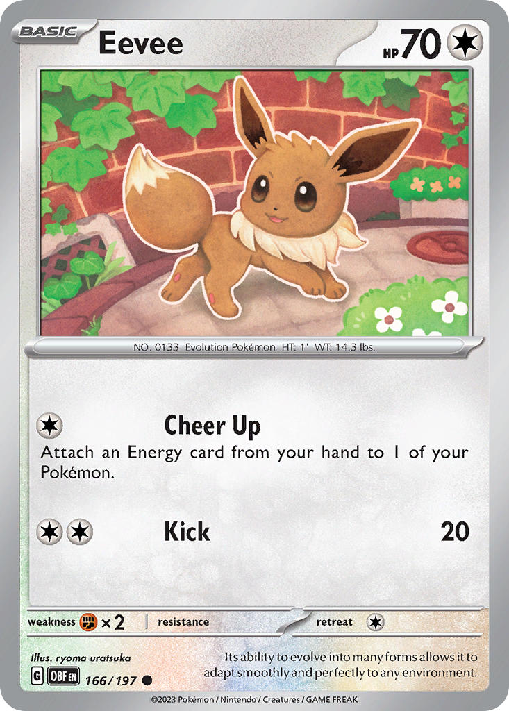 Eevee #166/197 Llamas Obsidianas 2023 Casi Nuevo