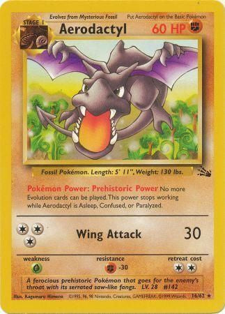 Aerodactyl 1999 Fossil Unlimited #16/62 Trading Card Near Mint