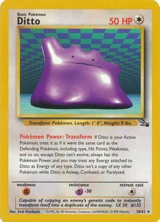 Ditto 1999 Fossil Unlimited #18/62 Trading Card Near Mint