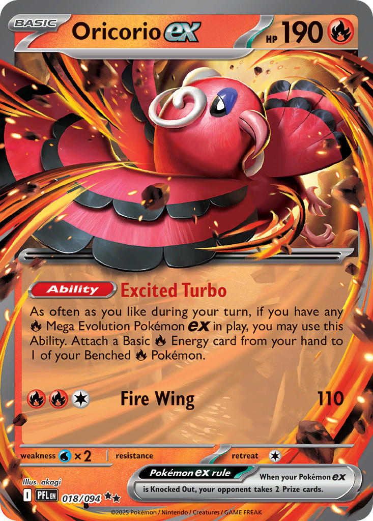 Oricorio ex #018/094 Phantasmal Flames 2025 Near Mint