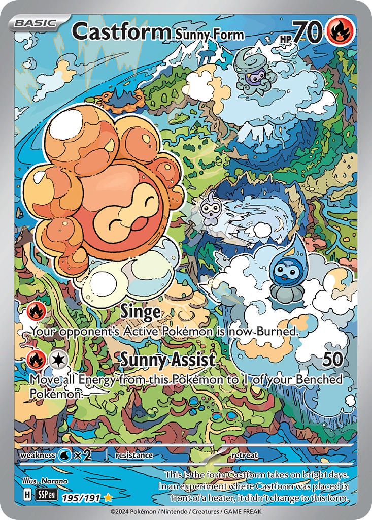 Castform Sunny Form #195/191 Surging Sparks 2024 Near Mint