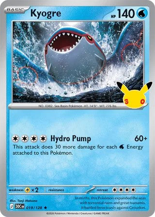 Kyogre #019/128 30th Celebration 2026 Near Mint