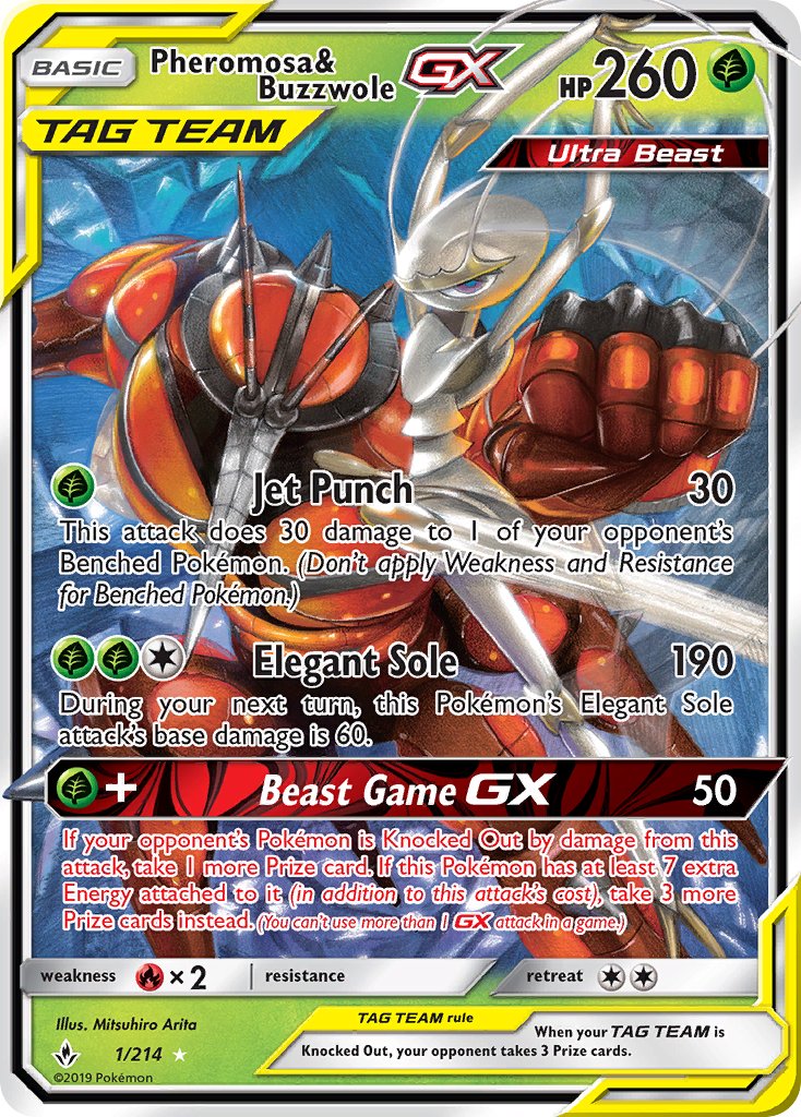 Pheromosa & Buzzwole GX #1/214 Unbroken Bonds 2019 Near Mint