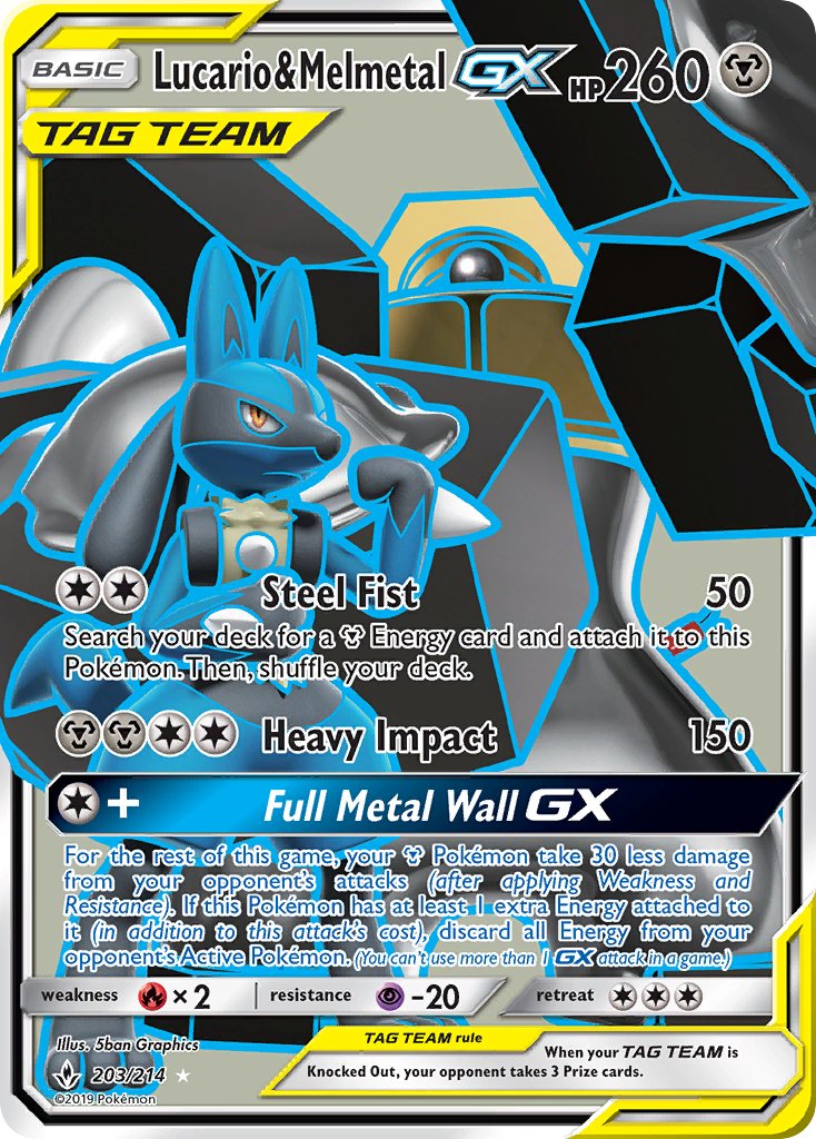 Lucario y Melmetal GX 2019 Lazos Indestructibles Lazos Indestructibles #203/214 Casi Nuevo