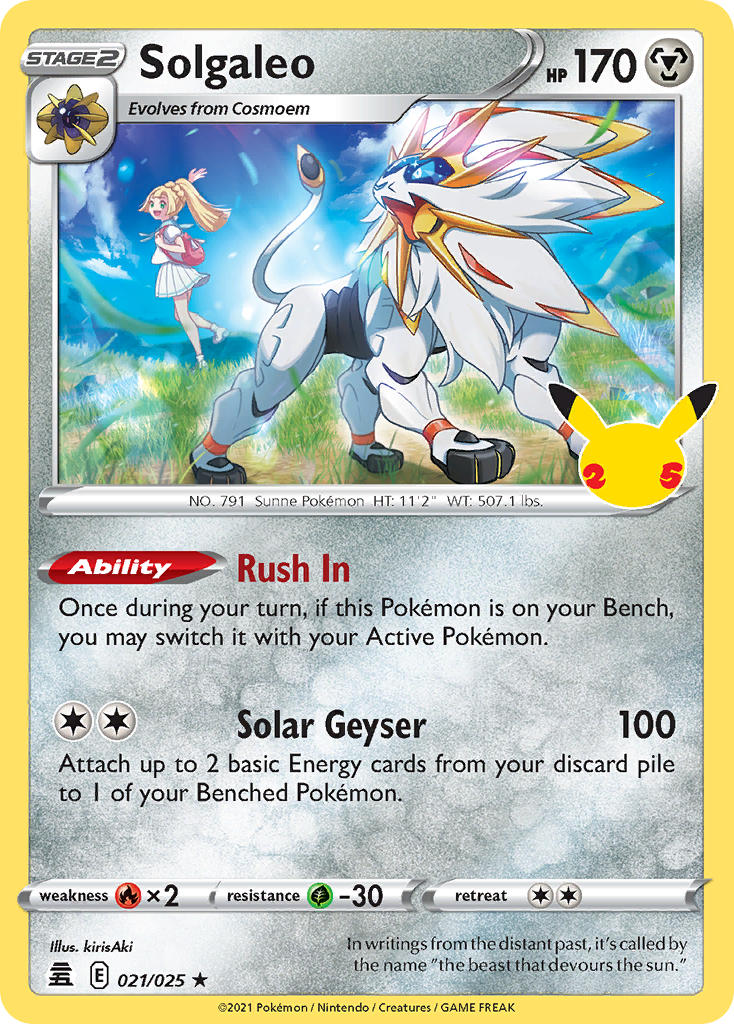 Solgaleo 2021 Celebrations Celebrations #021/025 Near Mint