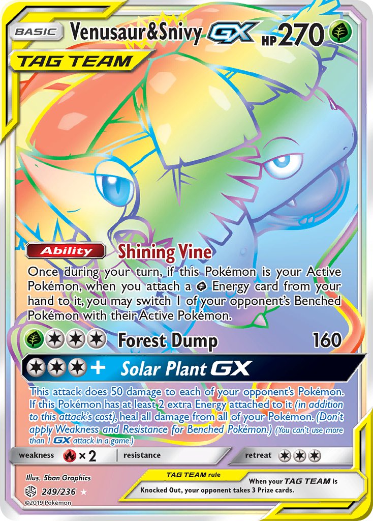 Venusaur & Snivy GX #249/236 Cosmic Eclipse 2019 Near Mint
