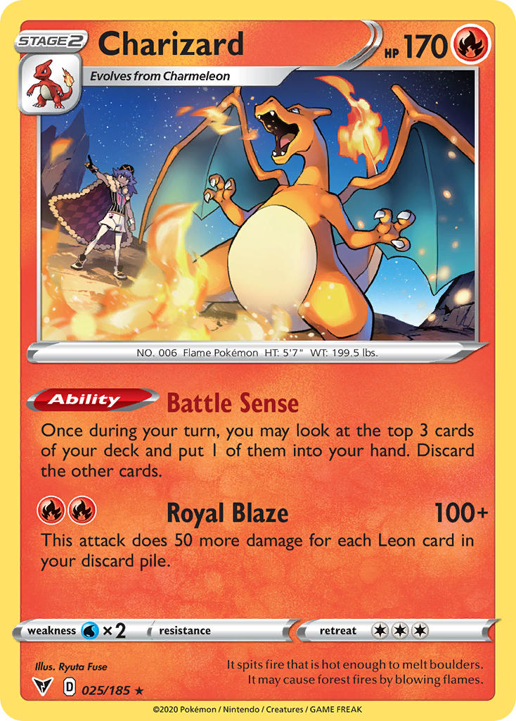 Charizard 2020 Voltaje Vívido Voltaje Vívido #025/185 Casi Nuevo