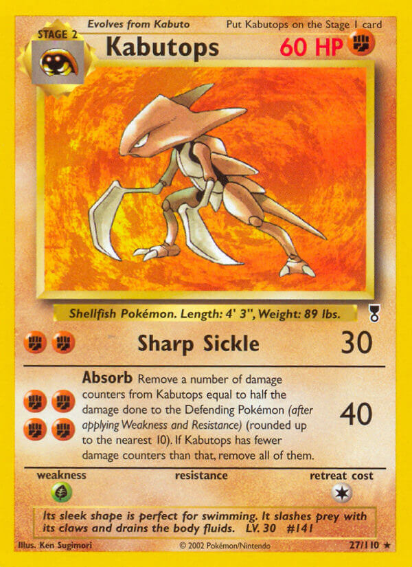 Kabutops 2002 Legendary Collection #27/110 Trading Card Moderately Played