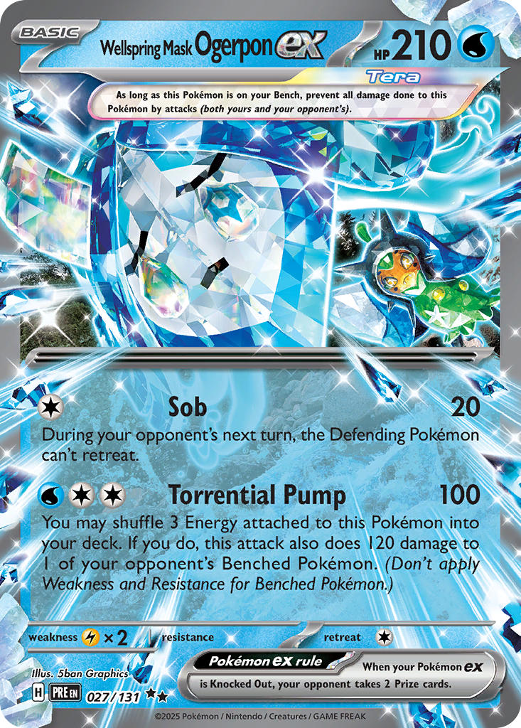 Máscara Fuente Ogerpon ex #027/131 Evoluciones Prismáticas 2025 Casi Nuevo