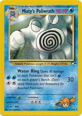 Misty's Poliwrath 2000 Gym Heroes Unlimited #31/132 Trading Card Near Mint