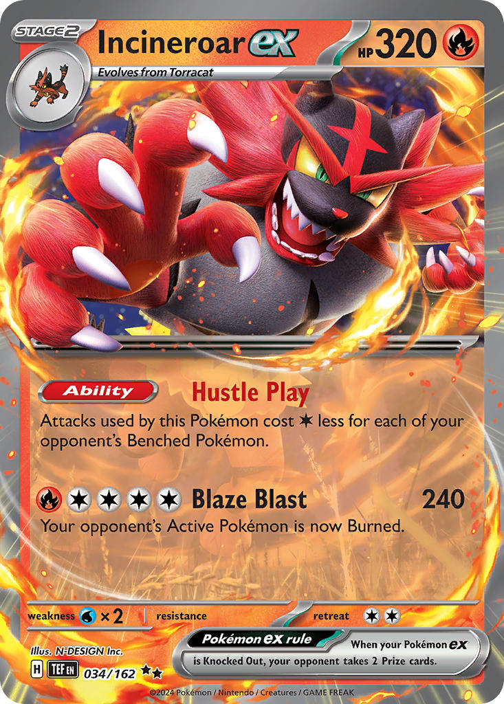 Incineroar ex #034/162 Temporal Forces 2024 Near Mint