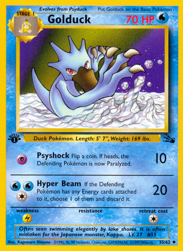 Golduck 1999 Fossil 1st Edition #35/62 Trading Card Lightly Played