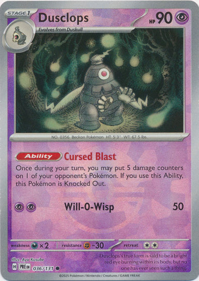Dusclops 2025 Evoluciones Prismáticas Evoluciones Prismáticas #036/131 Casi Nuevo