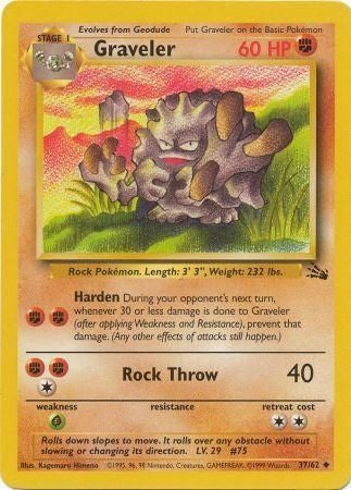 Graveler 1999 Fossil Unlimited #37/62 Trading Card Moderately Played