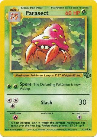 Parasect 1999 Jungle Unlimited #41/64 Trading Card Heavily Played