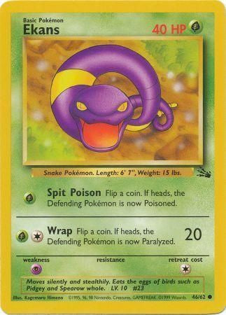 Ekans 1999 Fossil Unlimited #46/62 Trading Card Lightly Played