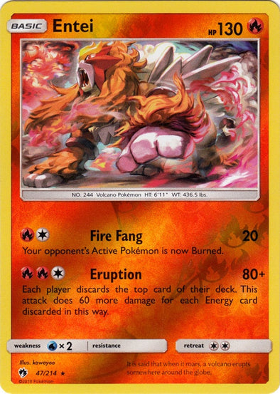 Entei 2018 Lost Thunder Lost Thunder #47/214 Lightly Played