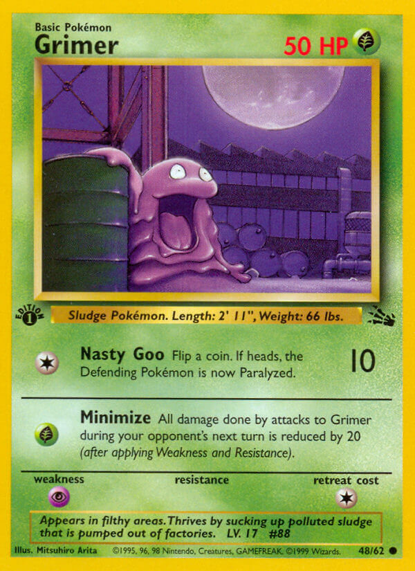 Grimer 1999 Fossil 1st Edition #48/62 Trading Card Near Mint