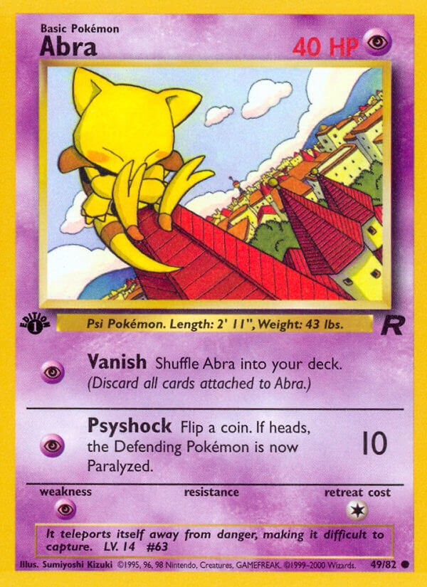 Abra 2000 Team Rocket 1st Edition #49/82 Trading Card Near Mint