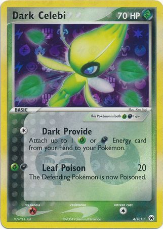 Dark Celebi #4/101 EX Hidden Legends 2004 Damaged (Good Copy)