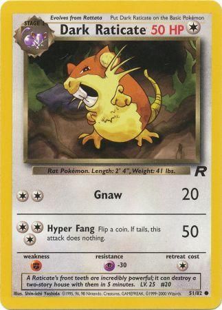 Dark Raticate 2000 Team Rocket Unlimited #51/82 Trading Card Lightly Played