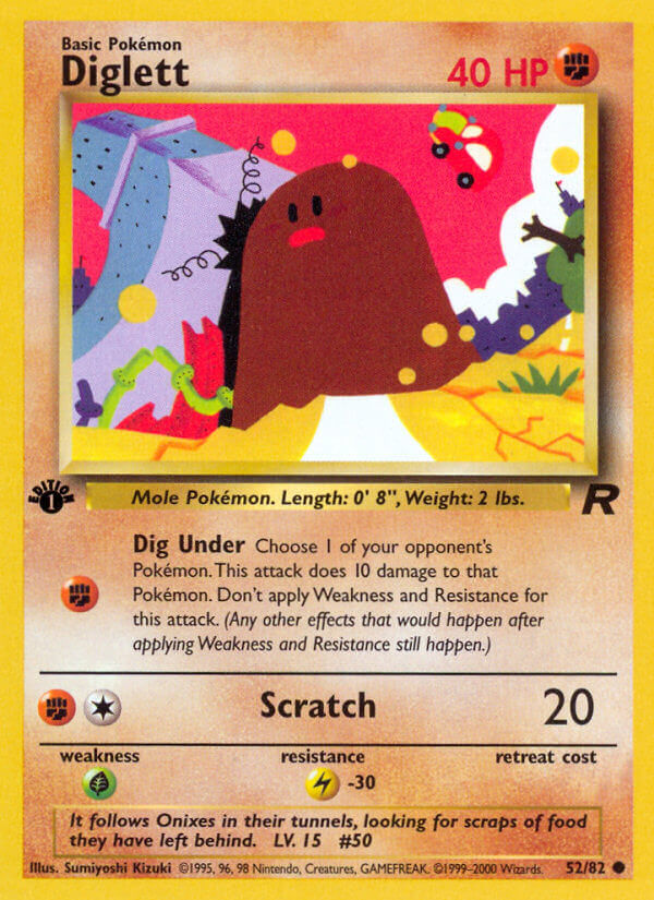 Diglett 2000 Team Rocket 1st Edition #52/82 Trading Card Near Mint
