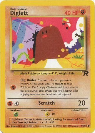 Diglett 2000 Team Rocket Unlimited #52/82 Trading Card Lightly Played