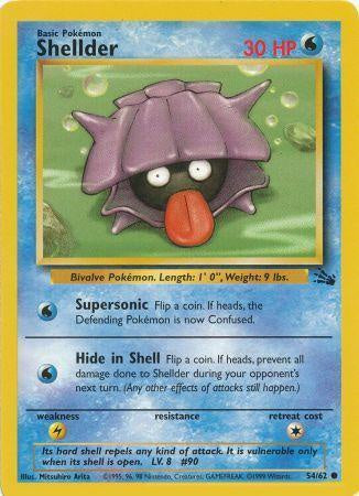 Shellder 1999 Fossil Unlimited #54/62 Trading Card Moderately Played