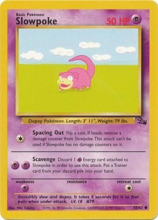 Slowpoke 1999 Fossil Unlimited #55/62 Trading Card Heavily Played