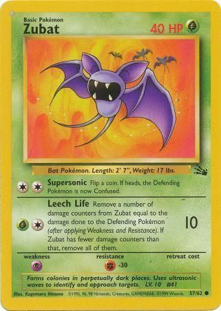 Zubat 1999 Fossil Unlimited #57/62 Trading Card Near Mint