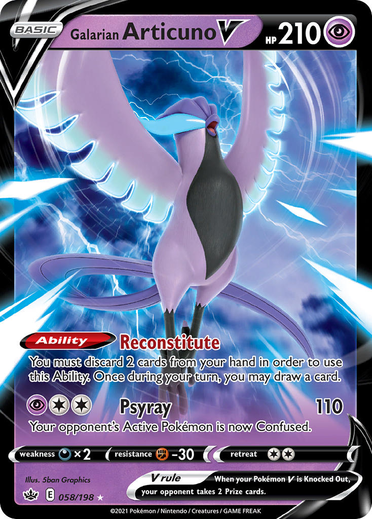 Articuno de Galar V Reinado Helado 2021 Reinado Helado #058/198 Casi perfecto