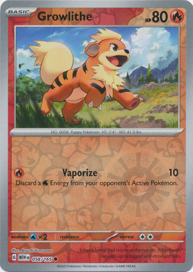 Growlithe 2023 151 151 #058/165 État quasi neuf