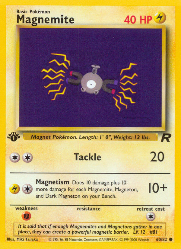 Magnemite 2000 Team Rocket 1st Edition #60/82 Trading Card Near Mint