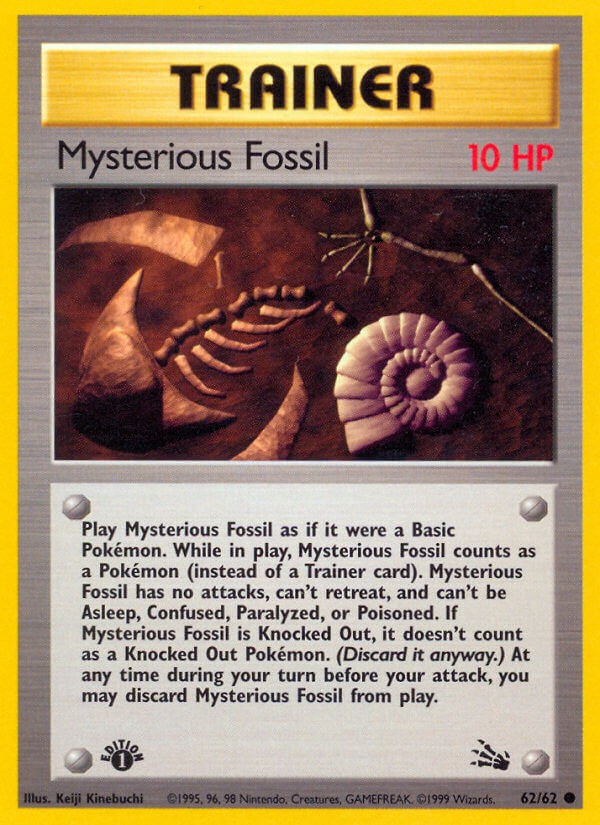Mysterious Fossil 1999 Fossil 1st Edition #62/62 Trading Card Near Mint