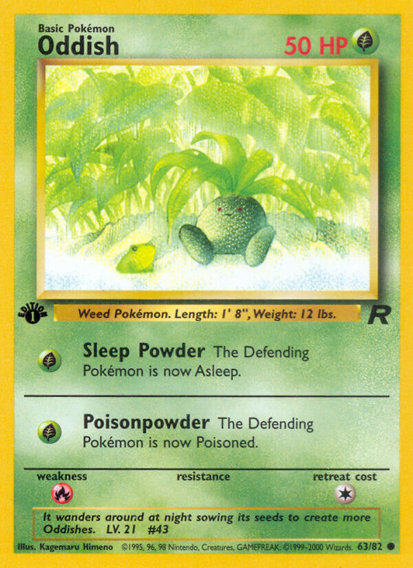 Oddish 2000 Team Rocket 1st Edition #63/82 Trading Card Near Mint