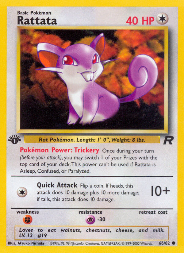 Rattata 2000 Team Rocket 1st Edition #66/82 Trading Card Near Mint