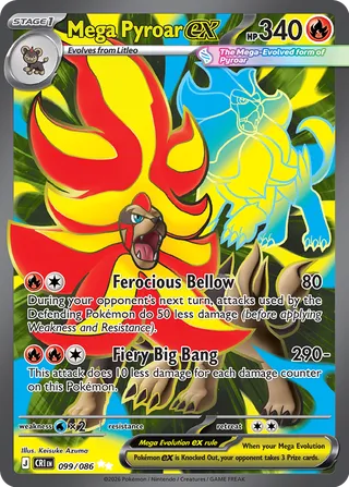 Mega Pyroar ex #099/086 Chaos Rising Near Mint