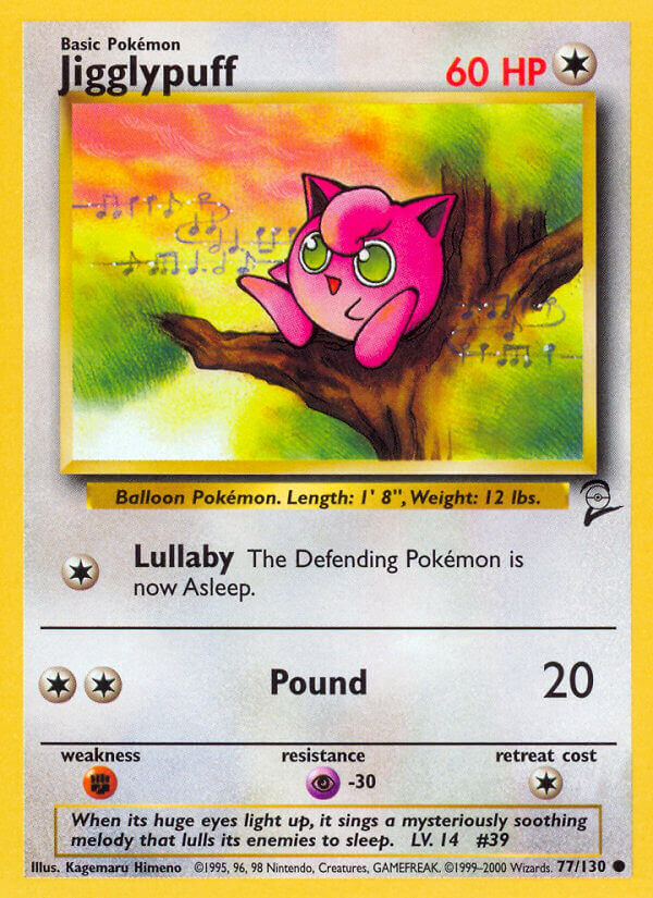Jigglypuff 2000 Base Set 2 #77/130 Trading Card Moderately Played