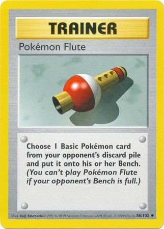 Pokemon Flute 1999 Base Set Shadowless #86/102 Trading Card Moderately Played