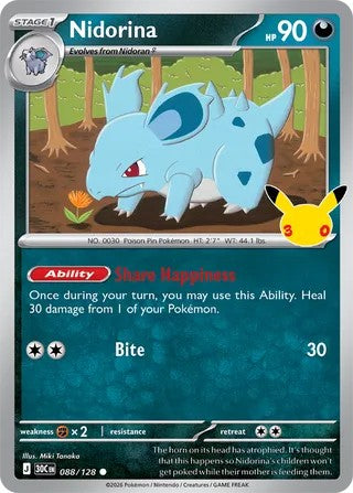 Nidorina #088/128 30th Celebration 2026 Near Mint
