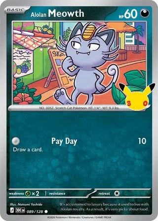 Alolan Meowth #089/128 30th Celebration 2026 Near Mint